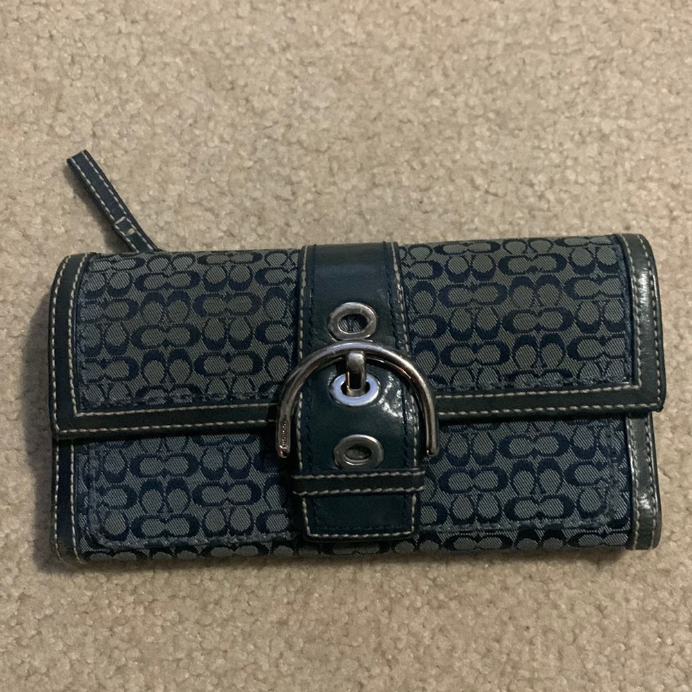 Coach navy monogram wallet
